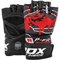 RDX Guantes MMA para Artes Marciales Entrenamiento- Cuero Grappling Guantillas- Bueno para Sparring- Lucha Libre…